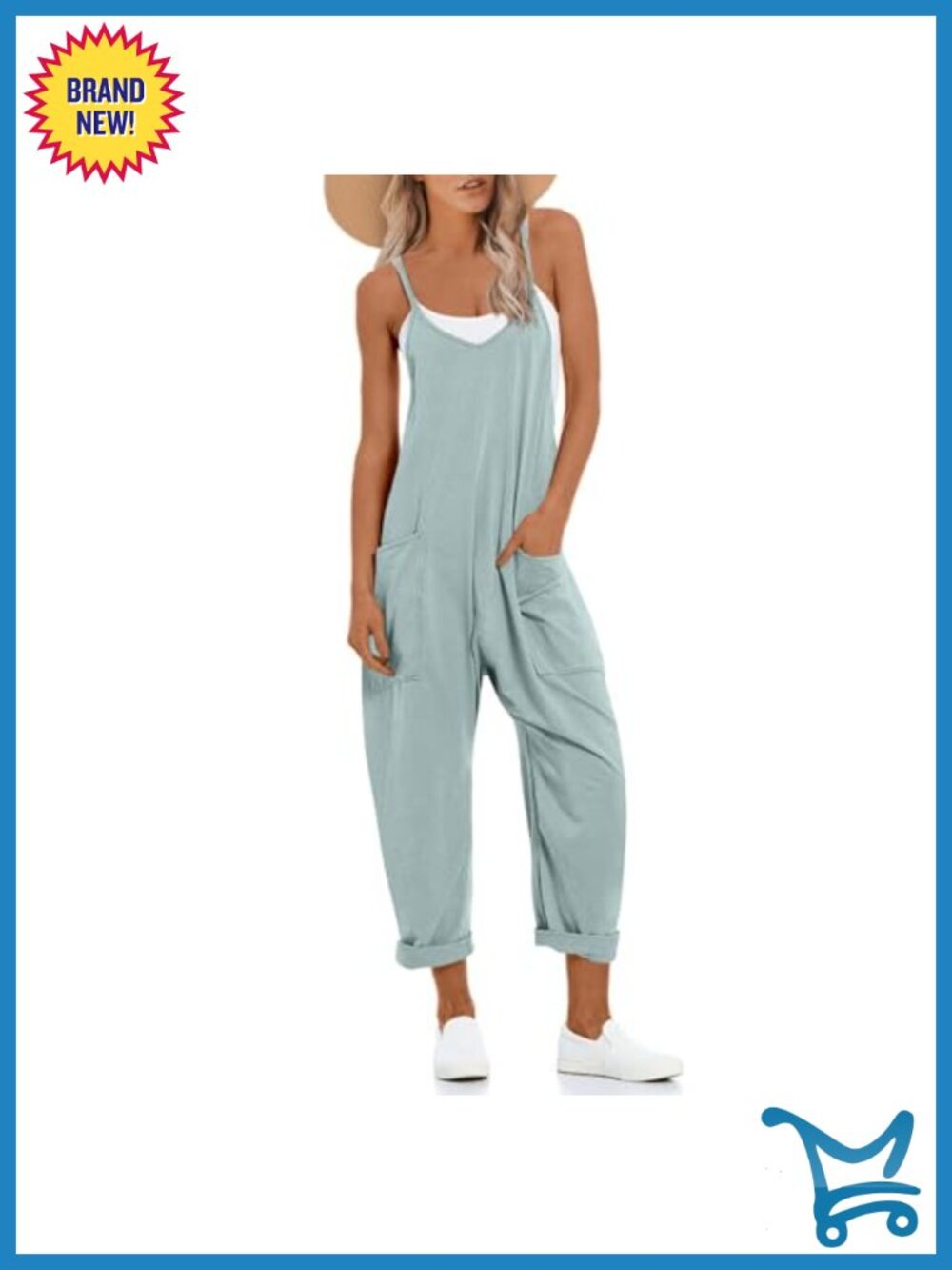 Casual Wide Leg Jumpsuit with Adjustable Straps and Pockets